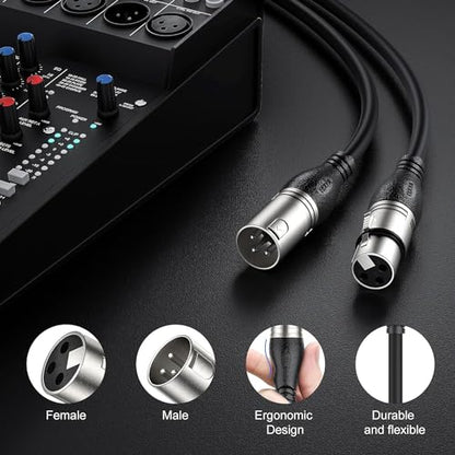 EBXYA XLR Cable 15ft 4 Packs Microphone Cable with 3-Pin XLR Male to Female | Balanced, Professional Shielded, for Mic, Mixer, Speaker Systems, Radio Station and Podcast, Black - color: Black, size: 15 Feet-4 Pack