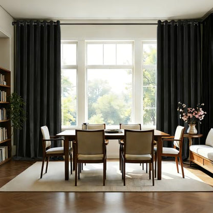 Joydeco Black Velvet Curtains 63 Inches Long, Luxury Grommet Blackout Curtain 2 Panels, Thermal Insulated Privacy Room Darkening Window Drapes for Bedroom Living Room Home Theatre (52Wx63L) - color: *Grommet | Black, size: 52"W x 63"L (Pack of 2)