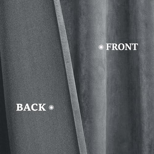 HOMEIDEAS Grey Velvet Blackout Curtains, 52 x 96 Inches Long Heavy Duty Gray Thermal Insulated Grommet Window Drapes for Living Room, Bedroom, 2 Panels - color: Grommet-grey, size: 52"W x 96"L (Pack of 2)