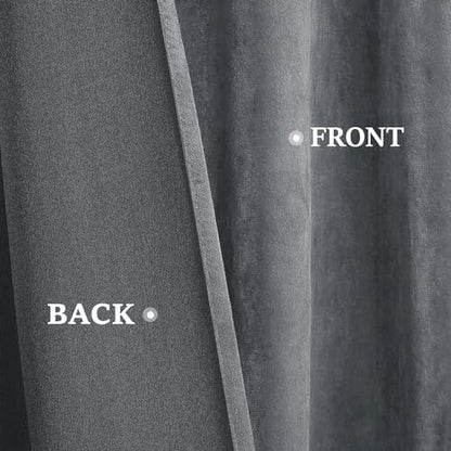 HOMEIDEAS Grey Velvet Blackout Curtains, 52 x 96 Inches Long Heavy Duty Gray Thermal Insulated Grommet Window Drapes for Living Room, Bedroom, 2 Panels - color: Grommet-grey, size: 52"W x 96"L (Pack of 2)