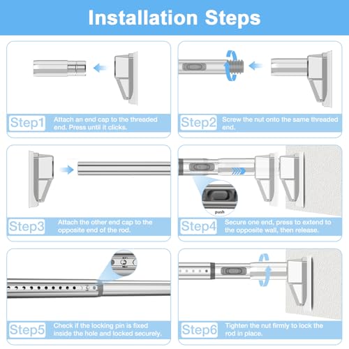 Extra Long Tension Curtain Rod, Silver, 41-118 Inch (4-9.8ft), Tension Rod - color: Silver, size: 41-118inch