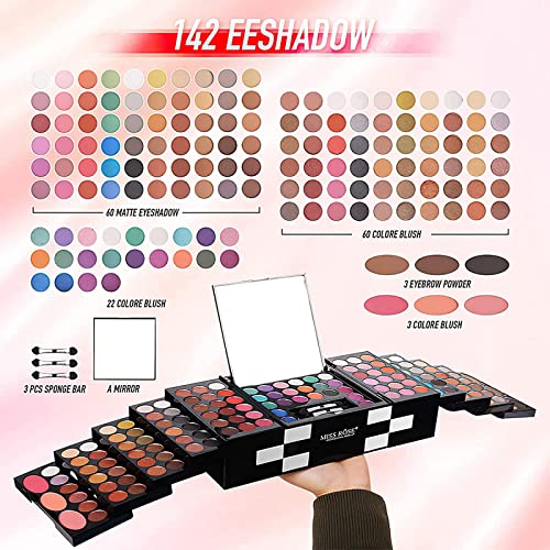 148 Colors Makeup Pallet,Professional Makeup Kit for Women Full Kit,All in One Makeup Sets for Women&Beginner,include Eyeshadow,Lipstick,Eyeliner,Concealer,makeup brush(045 Set-Black) - color: 045 set