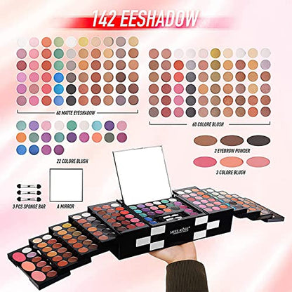 148 Colors Makeup Pallet,Professional Makeup Kit for Women Full Kit,All in One Makeup Sets for Women&Beginner,include Eyeshadow,Lipstick,Eyeliner,Concealer,makeup brush(045 Set-Black) - color: 045 set