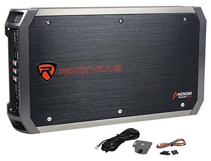Rockville RXH-F5 3200W 5-Channel Car Amplifier, Dyno-Certified RMS, MOSFET Power Supply, ELNA Capacitors, Class-A/B D, Perfect for Car Audio and Subs | Class A/B + D, MOSFET, High-Level Input, Bass Knob, 2-Ohm Stable, Bridgeable, Crossover, Subsonic Filte