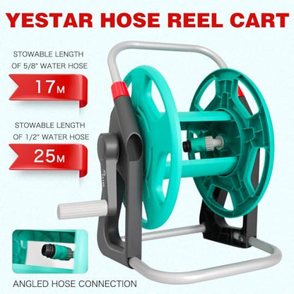Garden Water Hose Reel,Holds 50-60 Ft of 5/8" Hose | Portable Hose Holder for Outside - color: Green
