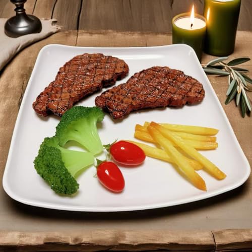 12pcs Fake Steak Model Set,2 pcs Fake Steak with Fake Broccoli Slice, Fake Tomato and Fake Fries,Simulation Food,Realistlike Steak, Fake Cooked Roast Beef,Photography Meat Props,Artificial Steak - color: 12pcs Fake Steak Model Set