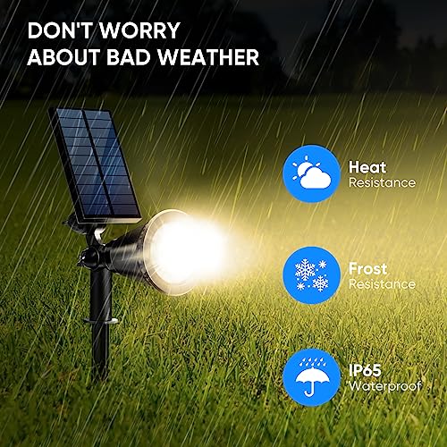 KEV 800 Lumens Solar Spot Lights Outdoor,4 Pack 18 LEDs Solar Flood Lights with 2 Modes &Adjustable &IPX65 Waterproof,Solar Spotlight for Driveway/Backyard/Patio Landscape/Tree/Garage(Warm White) - color: Warm White-4 Pack