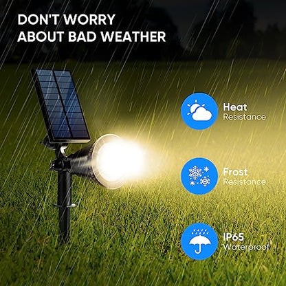 KEV 800 Lumens Solar Spot Lights Outdoor,4 Pack 18 LEDs Solar Flood Lights with 2 Modes &Adjustable &IPX65 Waterproof,Solar Spotlight for Driveway/Backyard/Patio Landscape/Tree/Garage(Warm White) - color: Warm White-4 Pack