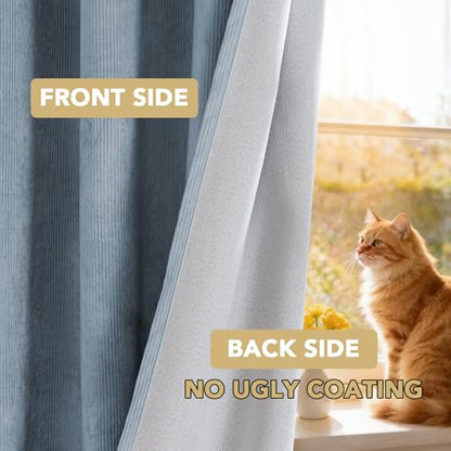 H.VERSAILTEX Velvet 100% Blackout Curtains for Living Room Full Light Blocking Curtains Thermal Insulated Room Window Drapes Soft Luxury Curtains Grommet Top 2 Panels (55" W x 63" L, Stone Blue) - color: Stone Blue, size: 55"W x 63"L (Pack of 2)