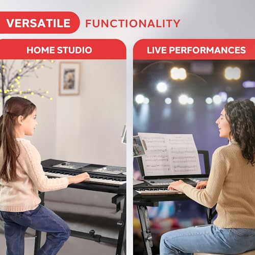 Heavy Duty Folding Keyboard Stand - Sturdy Reinforced Z Design w/ Adjustable Width & Height, Foam Padded Arms, Digital Piano Stand, Fits 54-88 Key Electric Pianos & Used for Travel & Storage - Pyle PKST38 - style: Z Design Keyboard Stand