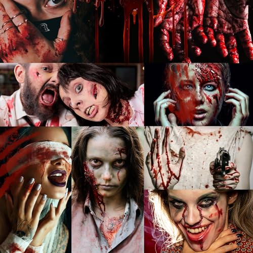 3PCS Halloween Fake Blood Makeup Kit, Fake Blood Spray 50ML + Dripping Blood 50ML + Cleansing Soap, Fake Blood Washable for Clothes Face Zombie Monster Vampire Cosplay SFX Makeup (Dark + Fresh) - color: Dark + Fresh (3PCS Kit)
