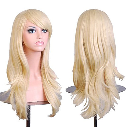 ANESHE Wigs 28" Long Wavy Hair Heat Resistant Cosplay Wig for Women (Light Blonde) - color: Light Blonde