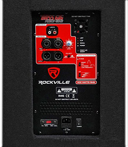 Rockville RPG15 15" 1000W Powered DJ PA Speaker Pair with RBG18S Subwoofer | 1000W Peak / 250W RMS Each, 35Hz-20kHz, Class A/B, RBG18S 18" 2000W Powered Subwoofer, DSP, Limiter, 3-Items