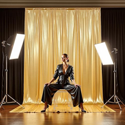 50x12ft Glitter Gold Backdrop Curtains, Sequin Curtains Wrinkle Free Polyester Drapes, Shimmer Back Drop Curtains for Parties Banquet Wedding Birthday Photography Background, 10 Panels 5x12ft - color: Gold, size: 5FT x 12FT(10 panels)