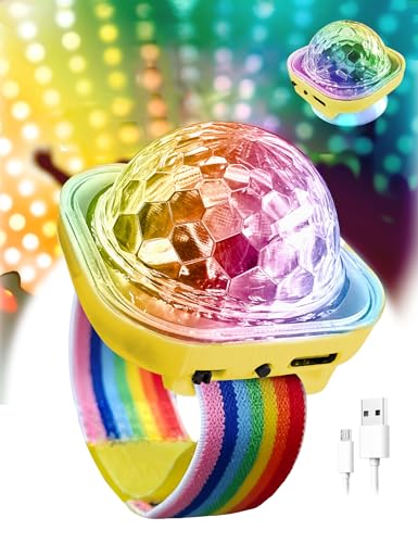 JICASTO Magic LED Disco Ball Light, Chargeable Portable Car Disco Ball Light Worn on The Wrist, Mini Sound Activated DJ Lights for Dance Parties, Bars & Karaoke - color: Yellow