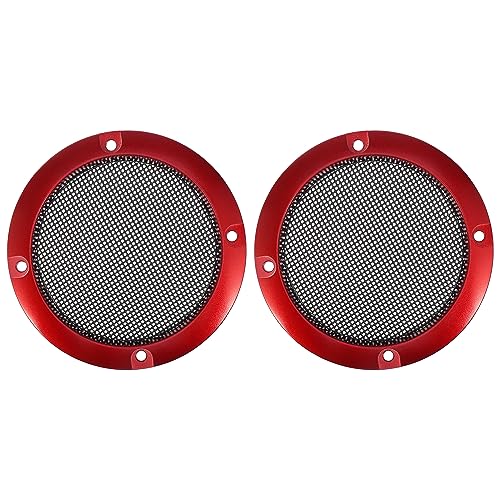 X AUTOHAUX 2pcs 3" Red Car Audio Speaker Cover Mesh Subwoofer Grill Horn Glossy Guard Protector - color: Red