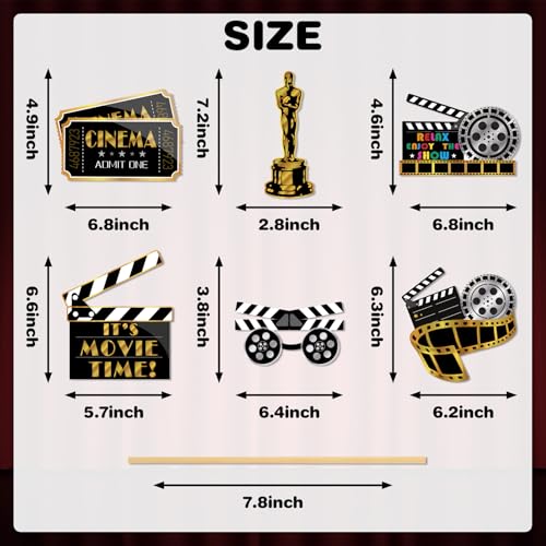 32Pcs Hollywood Photo Booth Props Kit, Movie Night Theater Red Carpet Cutouts Launch Oscars Cards Table Toppers Birthday Party Favors Supplies Large Size