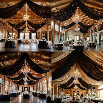 Outpain 10ftx20ft Black Backdrop Ceiling Drapes,2Panels 20ft Height Wrinkle Free Tent Draping Curtains, Fabric Drapery Ceiling Drapes for Wedding Ceremony Birthday Theme Parties with Rod Pocket - color: Black, size: 60"W x 240"L (Pack of 2)