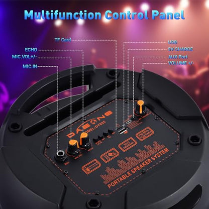 Dual 8'' Party Bluetooth Speaker with Microphone, USB/TF/AUX/TWS - size: Dual 8'' Speakers
