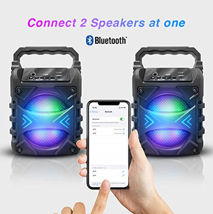 Top Tech Jet-4 Bluetooth Speaker, 400W, 4" Woofer, Rich Bass, 6hr Playtime, Disco Lights, Karaoke Mode, TWS, 100ft Range, USB, TF, Mic Input, Portable Speaker (Black) - color: Black