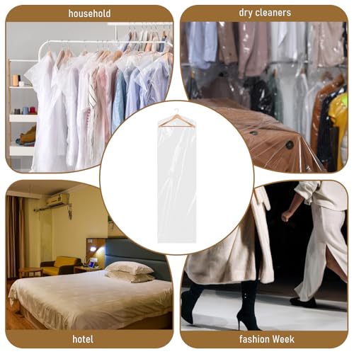 10Pcs Dry Cleaner Bags Plastic Clear Dress Bag 71-Inch Long Dry Cleaning Bag for Clothes, Plastic Garment Bags for Hanging Clothes, Long Dresses, Suits, Gowns, Dance Costumes, 60x180 cm