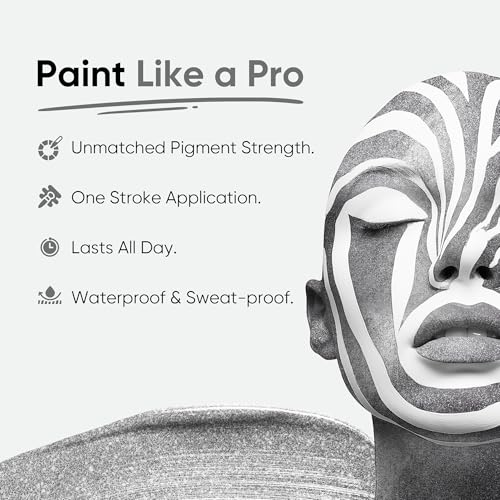 Blue Squid PRO Metallic Silver Face Paint Stick - Waterproof Silver Body Paint Adults & Kids Eye Black Baseball, Eyeblack Softball -Hypoallergenic Twist-Up Non-Toxic Makeup Stick Cosplay, Sports & SFX - color: Metallic Silver