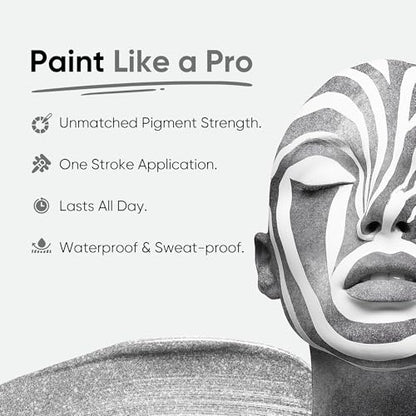 Blue Squid PRO Metallic Silver Face Paint Stick - Waterproof Silver Body Paint Adults & Kids Eye Black Baseball, Eyeblack Softball -Hypoallergenic Twist-Up Non-Toxic Makeup Stick Cosplay, Sports & SFX - color: Metallic Silver