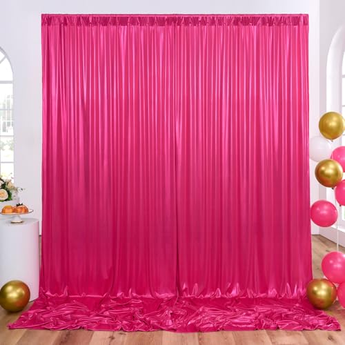 10x10ft Hot Pink Backdrop Curtains Wedding Party Glitter Sequin Curtain Backdrop Fabric Shimmer Drapes Backdrop Bridal Baby Shower Birthday Christmas Photoshoot Background Photography 5x10FT，2 Panels - color: Hot Pink, size: 10ft X 10ft(2 Panels 5ft X 10f