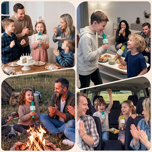 BONAOK Bluetooth Karaoke Microphone, Portable Mic for Adults Kids | Bluetooth 5.0, Echo Mode,Built-in Speaker, SD Card, for iPhone iPad, Handheld,Home Karaoke,Party,Gifts - color: Green