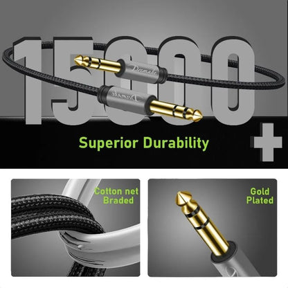 Quarter Inch TRS to TRS Cable - 2Pack 10FT 6.35mm Balanced Stereo Audio AMP Cable - Premium Jack 6.35mm Male to Male Audio Cord for Studio and Live Sound Equipment, Mixers, and Home Use - size: 10FT/3M