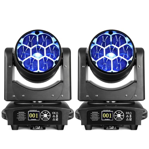 BETOPPER LM0740 Moving Head Light 7x40W RGBW Beam/Wash/Zoom/CTO Effect Bee Eye LED Stage Lighting Spot Lights with Sound Activated for DJs, Bars, Christmas, and Home Party Lighting,2 Packs
