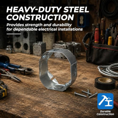 OHLECTRIC 4" Square Steel Work Box Extension Rings (4 Pack)| 1-1/2" Deep Box Ring with 1/2” & 3/4” Knockouts, Fire Rated | Ideal for Lighting Fixtures, Switches and Receptacles - size: 1/2" & 3/4" KO Extension Ring
