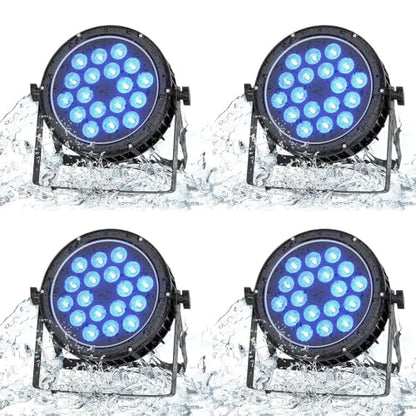 4 Pack Waterproof Stage Lights, 18X18W RGBW LED Par Light, LED DJ Par Lights 4/8 Channels DMX 512 with Sound Activated for Concert Event KTV Birthday Party Church Wedding Outdoor Light