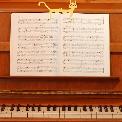2 Pcs Golden Metal Music Book Clips Page Holders,Cute Cat Shaped - color: Gold