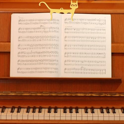 2 Pcs Golden Metal Music Book Clips Page Holders,Cute Cat Shaped - color: Gold