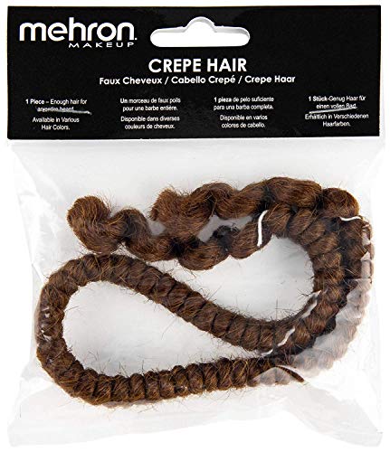 Mehron Makeup Crepe Hair - LIGHT BROWN, Special FX Fake Hair - color: Light Brown