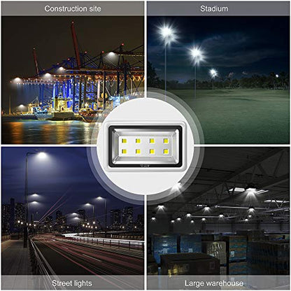 400W LED Flood Light Outdoor,2400W Equivalent 40000LM 6000K Daylight White Super Bright FloodLight with Plug,85-285V IP66 Waterproof Commercial Lighting for Fields,Counts,Arena,Stadium - color: 400W-Silver
