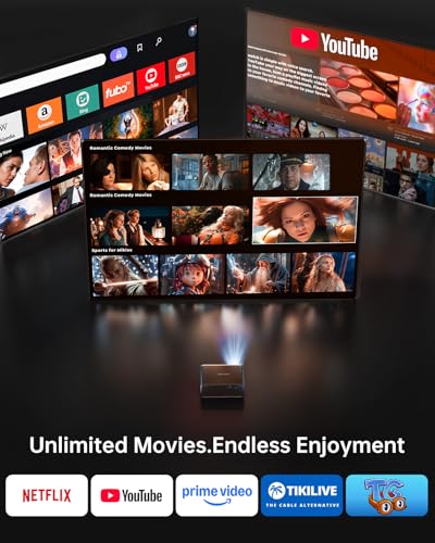 Smart Projector【Compatible with Netflix】4K Projector with WiFi 6 and 2-Way Bluetooth, AI Auto Focus & Keystone, 20W Dolby Audio,Built-in Apps,TOPTRO A1 Portable Proyector for Outdoor / Home Movie
