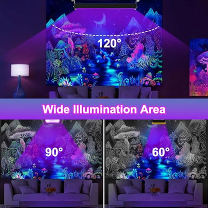 T-SUN LED Black Lights/Black Lights Bar, 2 Pack Blacklight for Party, Body Paint, Stage Lighting, Aquarium, Fluorescent Poster, Glow in The Dark