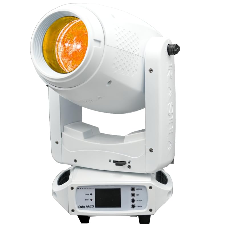 Rasha Professional Cybrid G2 Hybrid Moving Head Light White, 23,000lm LED Spot Beam Wash, 2°-35° Zoom, 9+ Colors CTO, 8 Rotating 7 Static Gobos, 3-Facet Prism, 17,000 Lux@5m, 22 DMX Channels - color: White