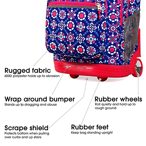J World Sundance Laptop Rolling Backpack for Girls Boys. Roller Bookbag with Wheels, 20 Inch, Trinket - color: Trinket
