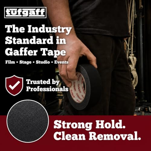 Professional Black Gaffers Tape, Heavy Duty, No Residue, Matte Non-Reflective, Residue-Free, Heavy Duty Gaffer, Water-Resistant, Strong Fabric Floor Tape (2 inch x 30 Yards) Black - size: 2 Inches by 30 Yards