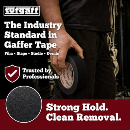 Professional Black Gaffers Tape, Heavy Duty, No Residue, Matte Non-Reflective, Residue-Free, Heavy Duty Gaffer, Water-Resistant, Strong Fabric Floor Tape (2 inch x 30 Yards) Black - size: 2 Inches by 30 Yards