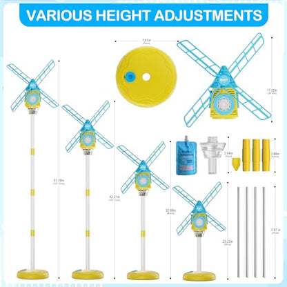 Belemar Windmill Bubble Machine Toys for Kids & Boys, Standing Bubble Blower with Lights & Music, 51" Adjustable Height, 130ml Tank, Bubble Solution Included, Outdoor Toy for Parties & Birthdays - color: Blue
