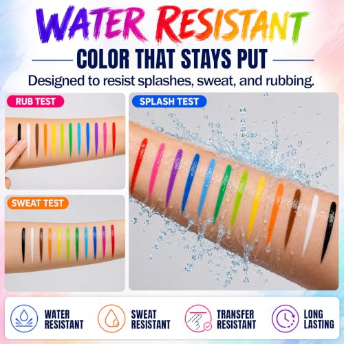 Jim&Gloria Water Resistant Face Paint Tattoo Pen, Temporary Tattoo Markers for Skin, Body Painting Kit, Teen Girl Gifts Trendy Stuff, Makeup Toys Crafts, Christmas Gifts for Teenage Girls, Adults