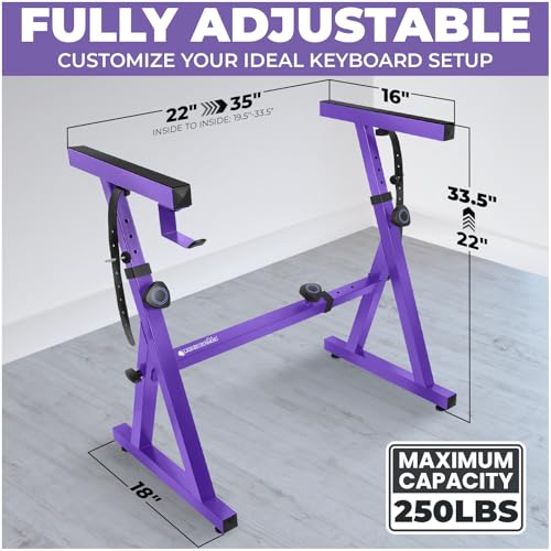 Liquid Stands Piano Keyboard Stand - Z Style Adjustable and Portable Heavy Duty Music Stand for Kids and Adults -Fits 54-88 Key Electric Pianos - Sturdy Musical Keyboard Stand (Purple) - color: Purple