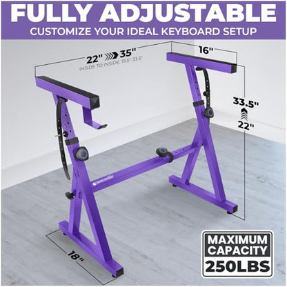 Liquid Stands Piano Keyboard Stand - Z Style Adjustable and Portable Heavy Duty Music Stand for Kids and Adults -Fits 54-88 Key Electric Pianos - Sturdy Musical Keyboard Stand (Purple) - color: Purple