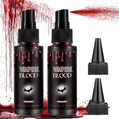 Halloween Fake Blood Spray, Washable Fake Blood Makeup Kit, Halloween Realistic Fake Blood, Perfect for Vampire Makeup, Clown & Sfx & Cosplay & Zombie Make Up Kit, 2 Pack - color: Fake Blood 2PCS
