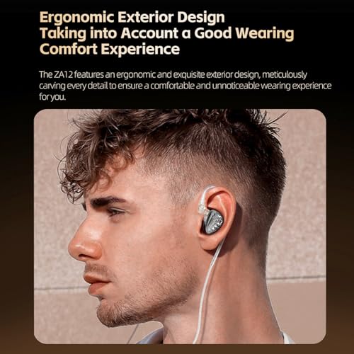 KZ ZA12 in Ear Monitor Headphones,2DD+4BA Hybrid Wired Earbud,Gaming Earbud - color: Matte Black, size: With Microphone