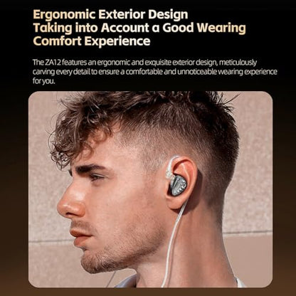 KZ ZA12 in Ear Monitor Headphones,2DD+4BA Hybrid Wired Earbud,Gaming Earbud - color: Matte Black, size: With Microphone